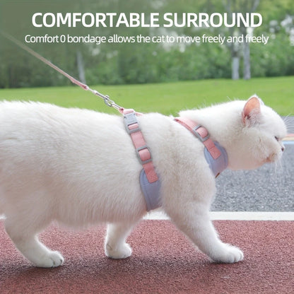 "Adjustable Reflective Cat Harness & Leash Set - Breathable Vest for Outdoor Walks"