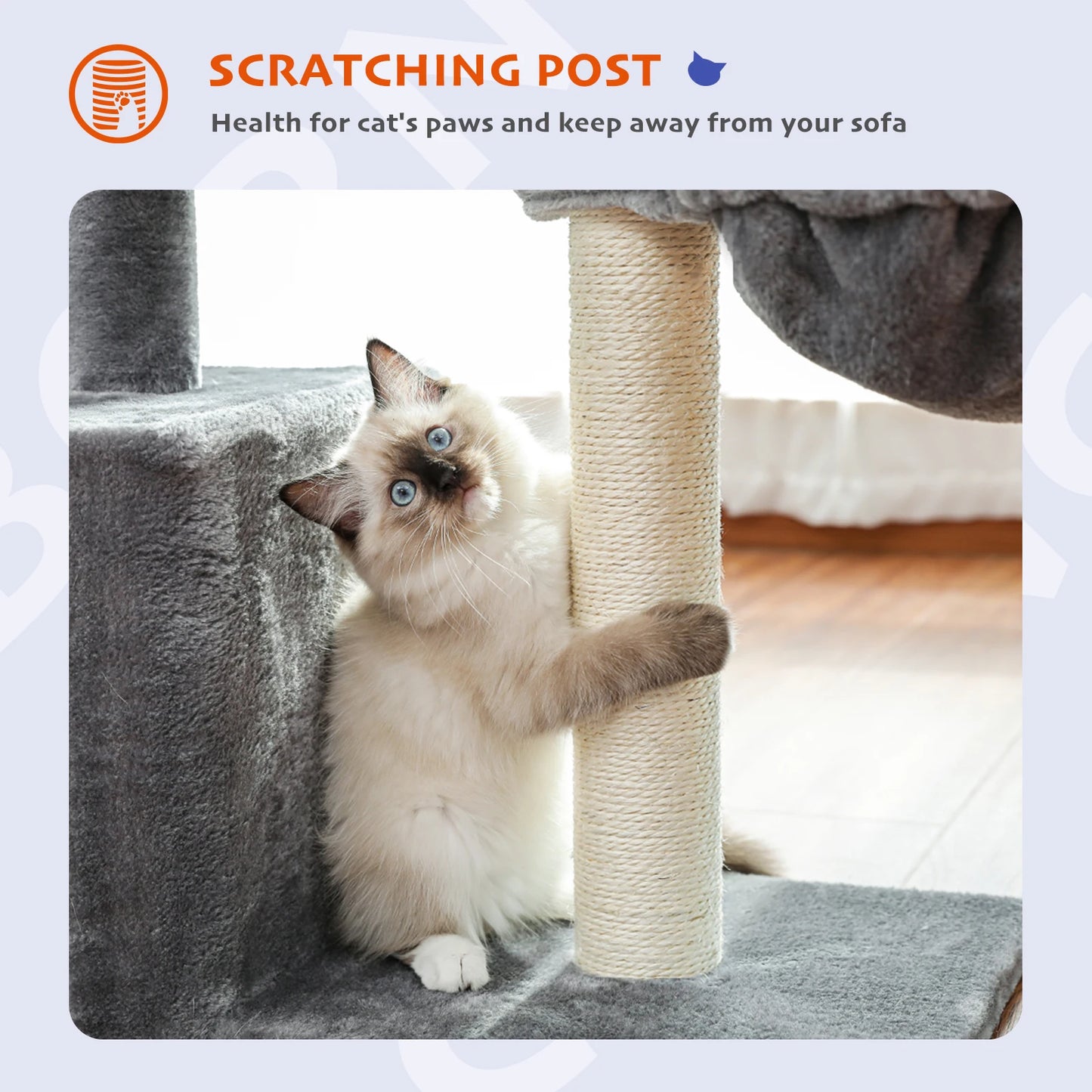 "Small Cat Tree Condo with Sisal Scratching  Indoor Cat Tower with Large Perch & Cozy Hammock for Kittens"