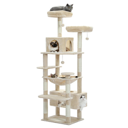 "Large Multi-Level Cat Tower – Cat Tree with Sisal Scratching Posts, Cozy Hammocks, and Spacious Condo Perch for Indoor Cats"