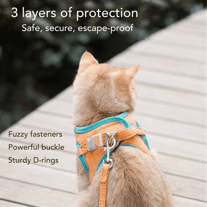 "Escape-Proof Adjustable Cat Harness and Leash Set – Reflective Soft Mesh Vest for Cats, Kittens, Small Dogs & Rabbits"