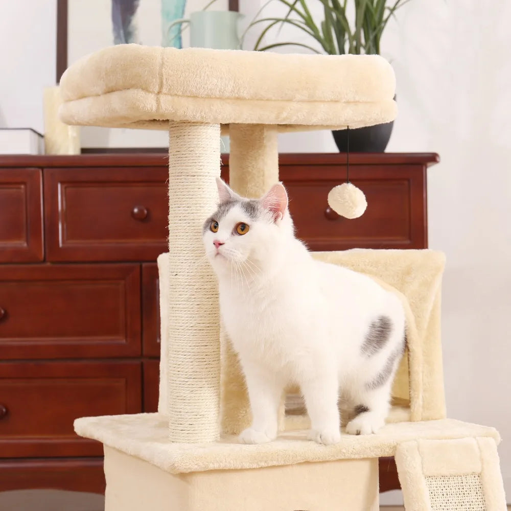 "Cat Tree Condo House with Scratching Post | Climbing Tree for Kittens & Cats | Protects Furniture"