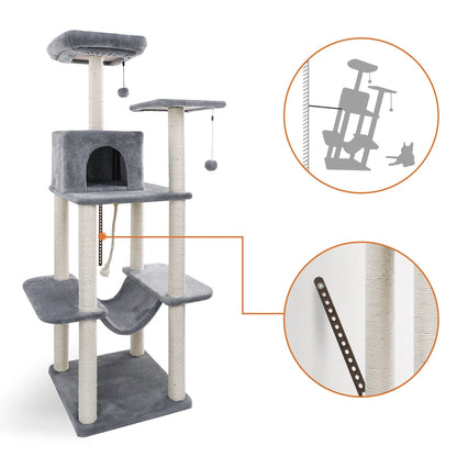 "Cat Tree Condo House with Scratching Post | Climbing Tree for Kittens & Cats | Protects Furniture"