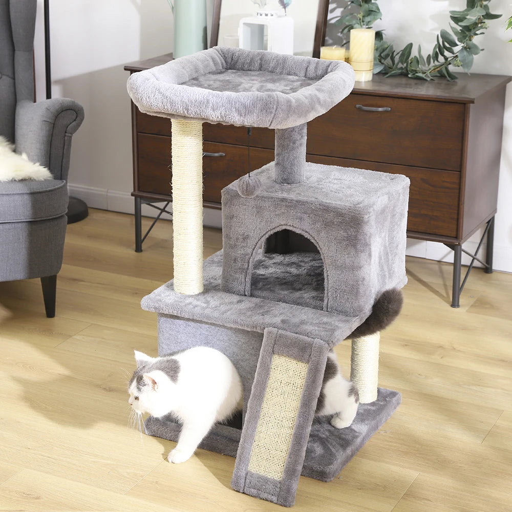 "Cat Tree Condo House with Scratching Post | Climbing Tree for Kittens & Cats | Protects Furniture"