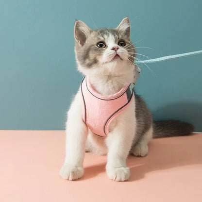 "Escape-Proof Adjustable Cat Harness and Leash Set – Reflective Soft Mesh Vest for Cats, Kittens, Small Dogs & Rabbits"