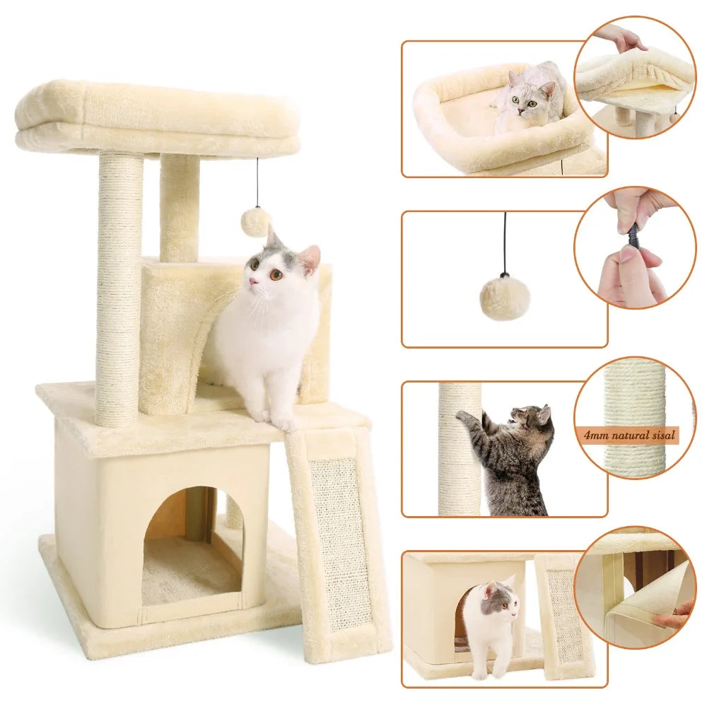 "Cat Tree Condo House with Scratching Post | Climbing Tree for Kittens & Cats | Protects Furniture"