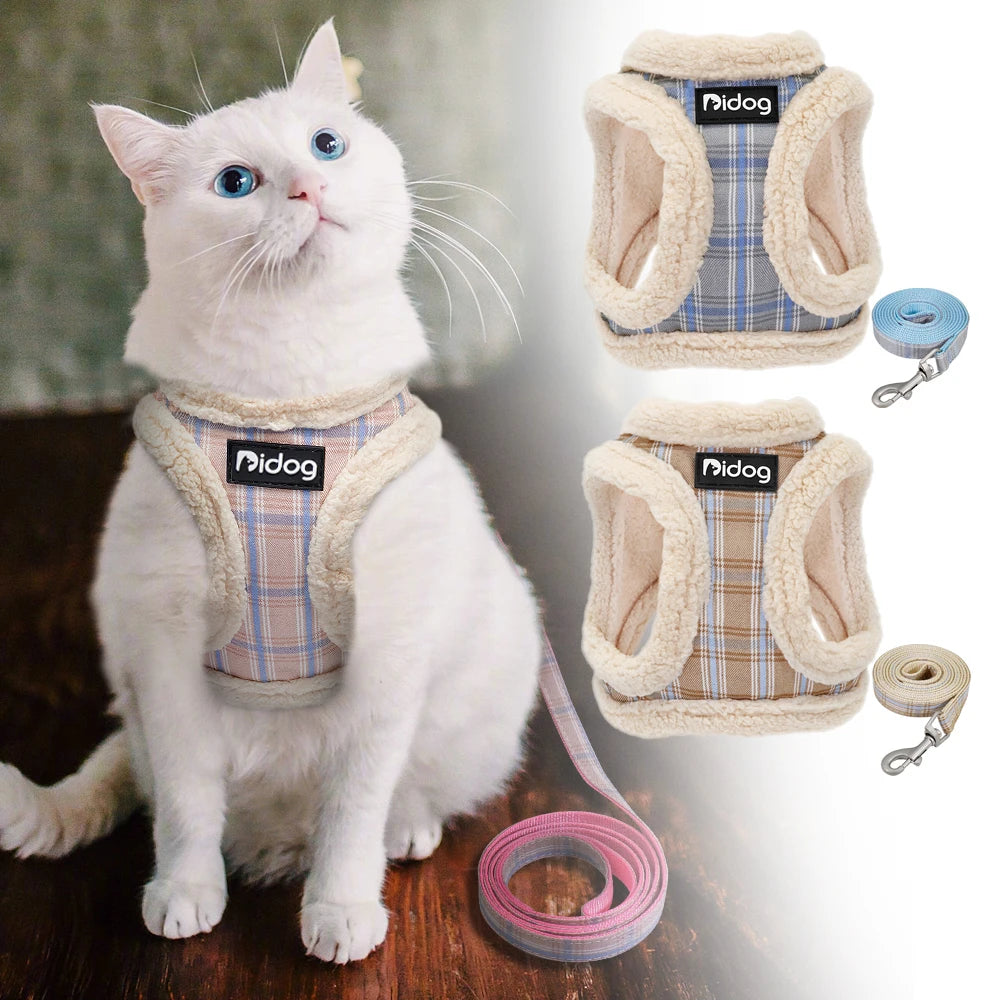 "Soft Padded Adjustable Cat & Puppy Harness Vest – Comfortable Walking Leash for Small & Medium Pets"