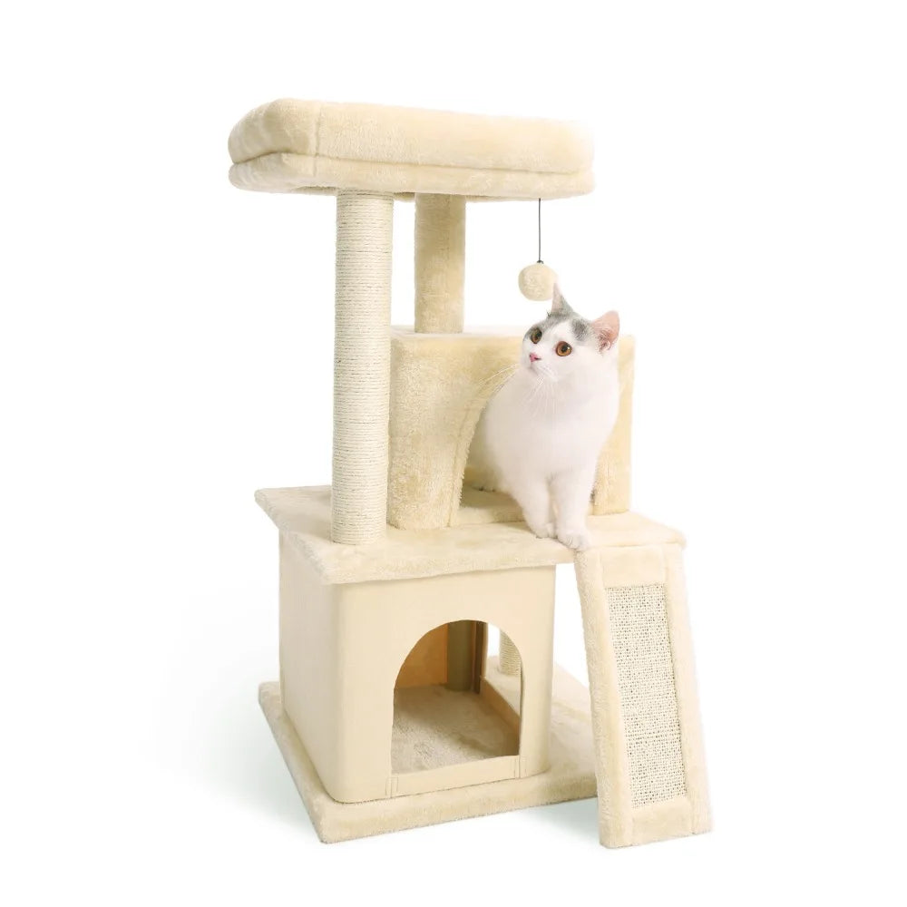 "Cat Tree Condo House with Scratching Post | Climbing Tree for Kittens & Cats | Protects Furniture"