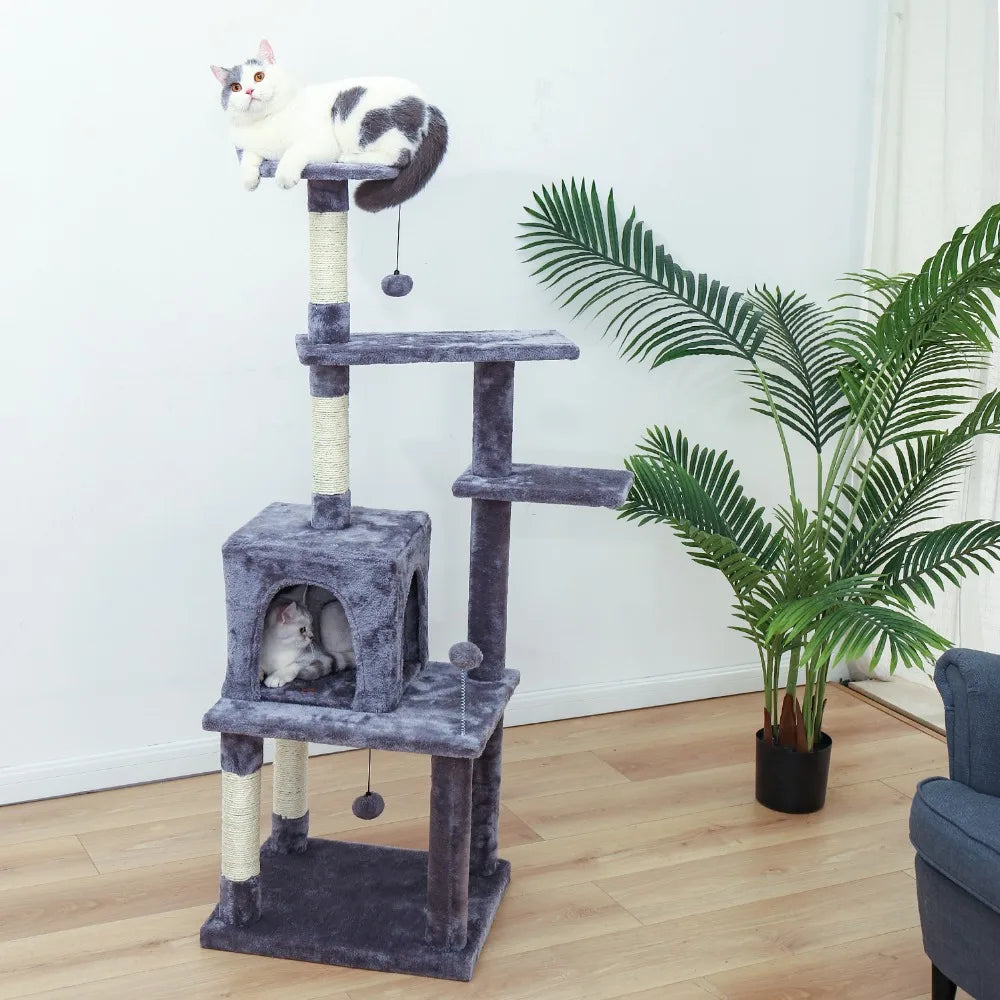 "Cat Tree Condo House with Scratching Post | Climbing Tree for Kittens & Cats | Protects Furniture"