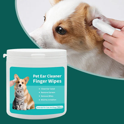 "Pet Ear Cleaning Wipes & Finger Covers – Ear Mite Removal for Cats and Dogs, Gentle Ear Care"