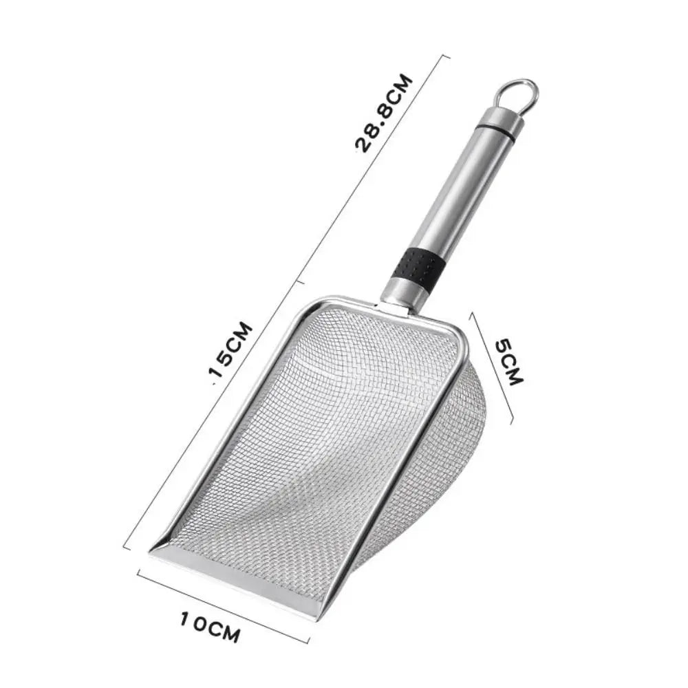 "Durable Metal Cat Litter Scoop - Stainless Steel Shovel with Fine Holes for Efficient Cleaning"