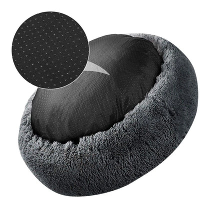 "Large Donut Plush Dog Bed – Fluffy, Washable Pet Basket for Small to Large Dogs & Cats"