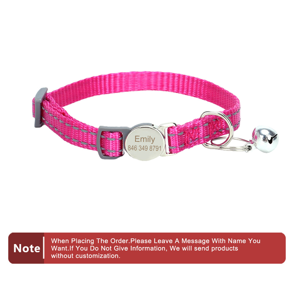 "Personalized Anti-Lost Cat Collar - Custom Engraved Name Tag for Cats & Small Dogs"