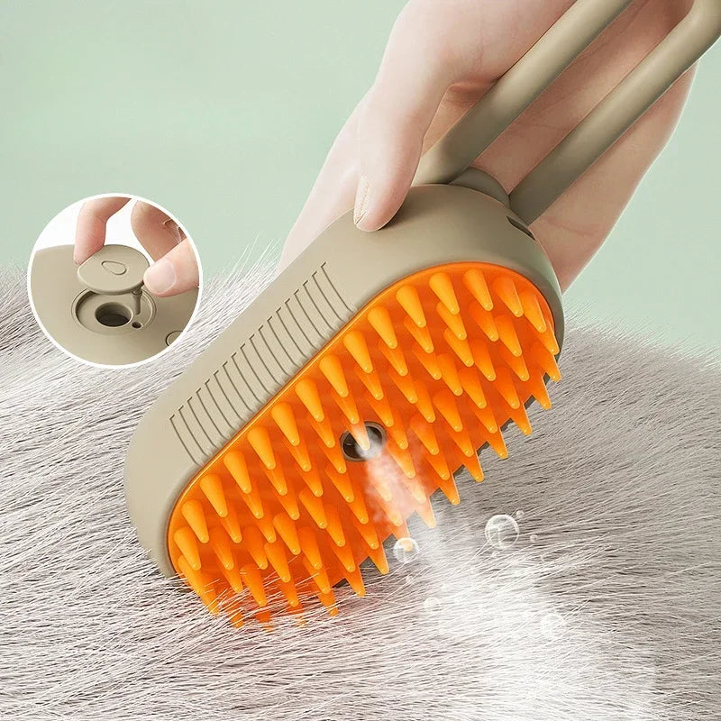 "3-in-1 Electric Pet Grooming Brush - Steam, Massage & Hair Removal"