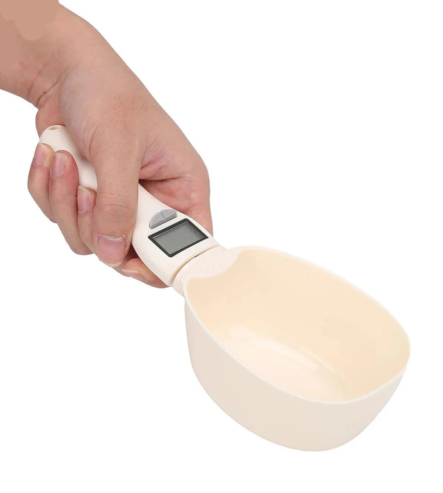 "Digital Measuring Spoon Scale – 800g Capacity LCD Food Scale for Flour, Milk, Coffee, &amp; Pet Food"