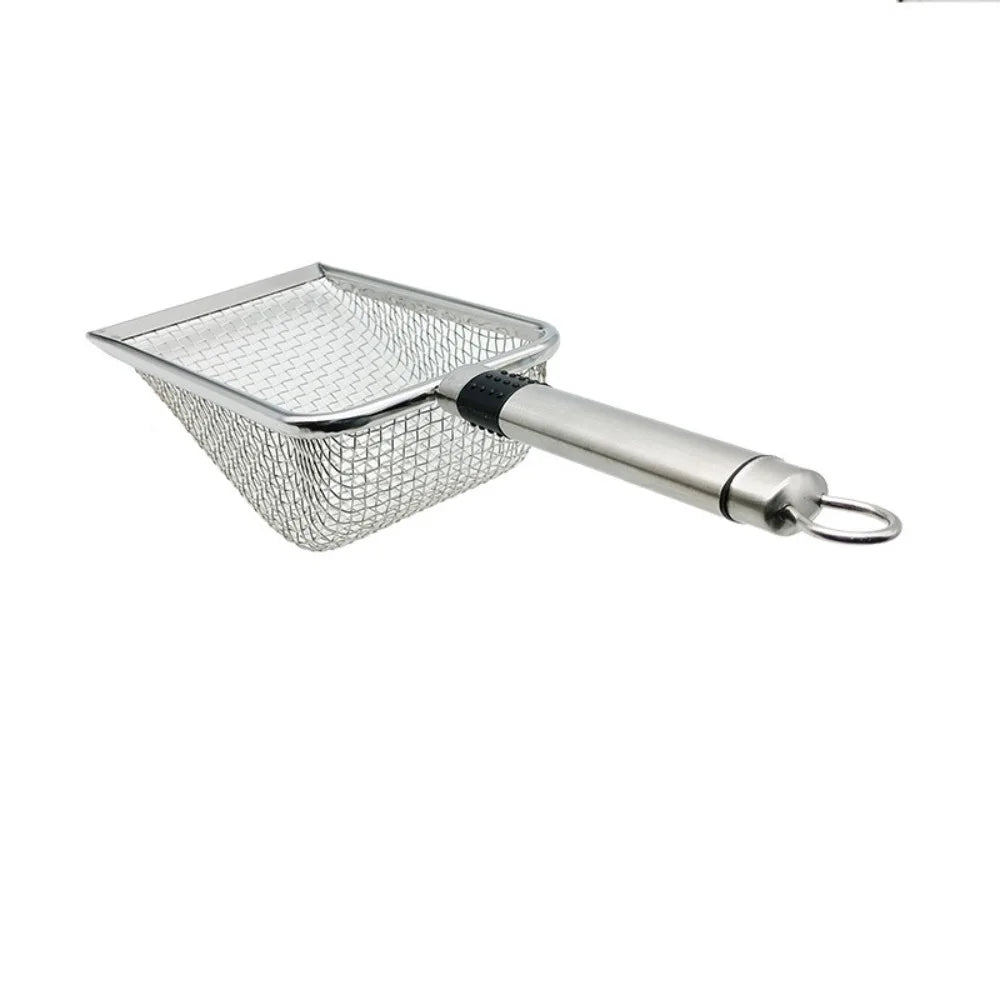 "Durable Metal Cat Litter Scoop - Stainless Steel Shovel with Fine Holes for Efficient Cleaning"