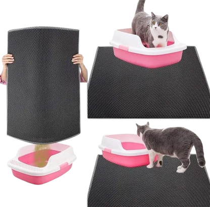 "Double Cat Litter Mat – Waterproof Honeycomb Urine Layer, Skidproof EVA Kitty Mat for Litter Box, Soft & Easy to Clean"