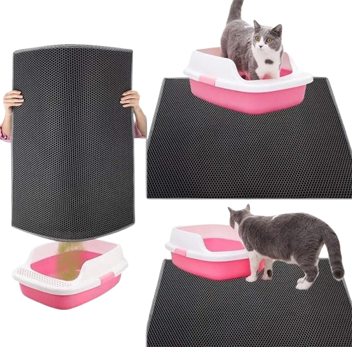 "Double Cat Litter Mat – Waterproof Honeycomb Urine Layer, Skidproof EVA Kitty Mat for Litter Box, Soft & Easy to Clean"