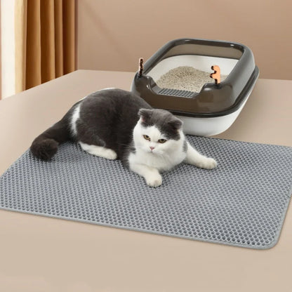 "Double Cat Litter Mat – Waterproof Honeycomb Urine Layer, Skidproof EVA Kitty Mat for Litter Box, Soft & Easy to Clean"