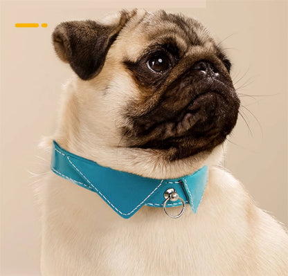 "Custom Leather Bow Tie Cat & Dog Collar | Fashionable Adjustable Pet Collar & Leash Set"