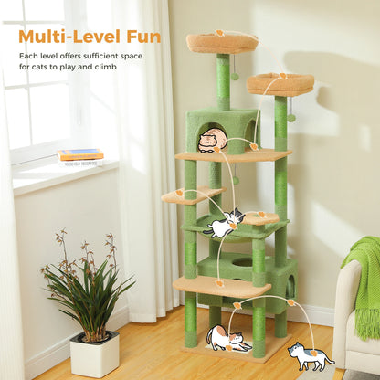 "Large Multi-Level Cat Tower – Cat Tree with Sisal Scratching Posts, Cozy Hammocks, and Spacious Condo Perch for Indoor Cats"