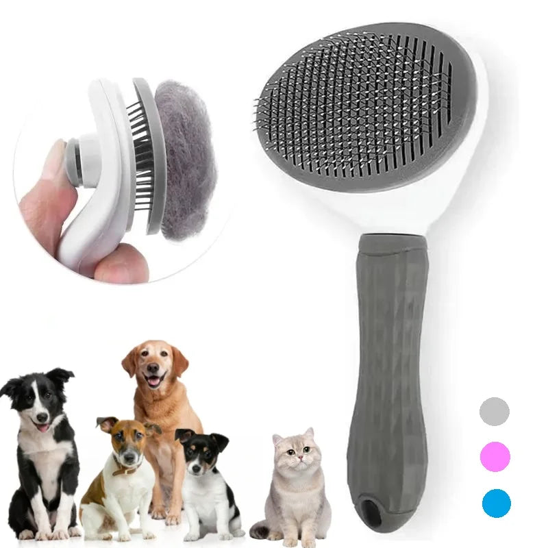 "Self-Cleaning Pet Hair Removal Comb - Cat Slicker Brush & Grooming Tool for Dogs"