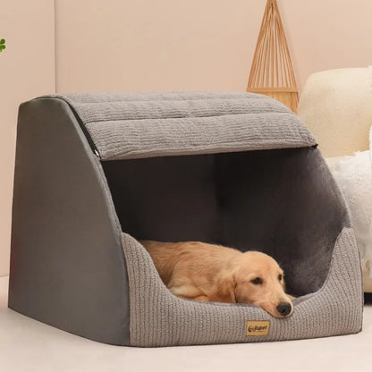 "Winter Warm Dog Kennel Bed - Removable & Washable Cozy Pet Villa for Medium & Large Dogs"