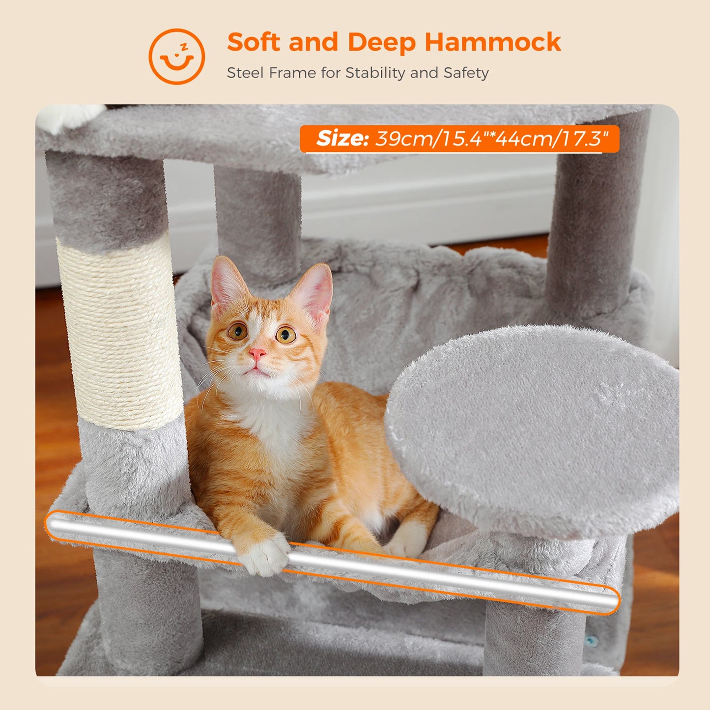 "Large Multi-Level Cat Tower – Cat Tree with Sisal Scratching Posts, Cozy Hammocks, and Spacious Condo Perch for Indoor Cats"