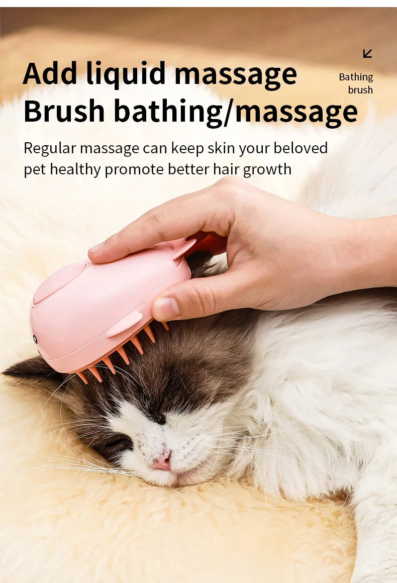 "3-in-1 Electric Pet Grooming Brush - Steam, Massage & Hair Removal"