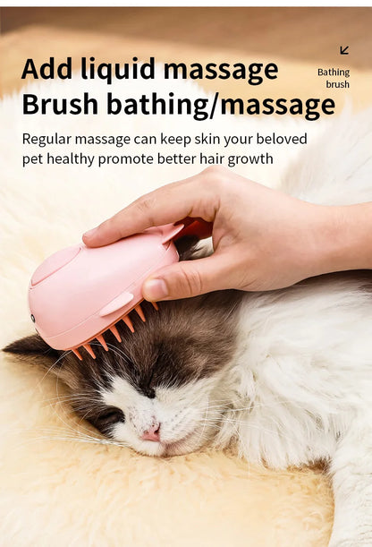 "3-in-1 Electric Pet Grooming Brush - Steam, Massage & Hair Removal"