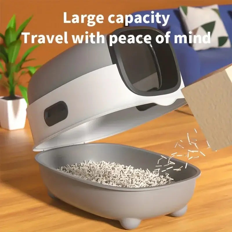 "Foldable Splash-Proof Cat Litter Box with Odor Isolation – Dual-Purpose Design"