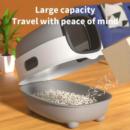 "Foldable Splash-Proof Cat Litter Box with Odor Isolation – Dual-Purpose Design"