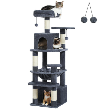 "Large Multi-Level Cat Tower – Cat Tree with Sisal Scratching Posts, Cozy Hammocks, and Spacious Condo Perch for Indoor Cats"