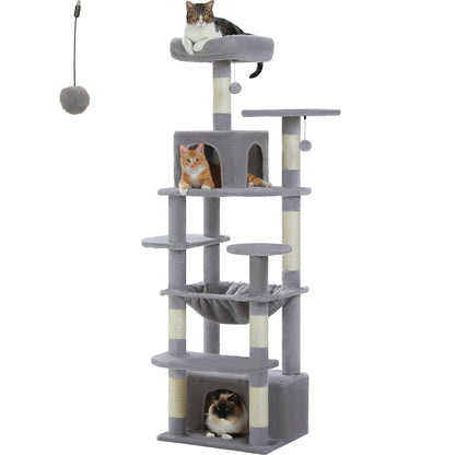 "Large Multi-Level Cat Tower – Cat Tree with Sisal Scratching Posts, Cozy Hammocks, and Spacious Condo Perch for Indoor Cats"