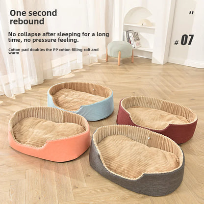 "Multi-Color Washable Pet Nest with Double-Sided Mat – Cozy Cat & Dog Bed for All Seasons"