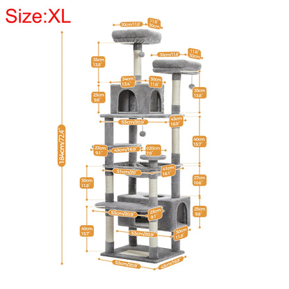 "Large Multi-Level Cat Tower – Cat Tree with Sisal Scratching Posts, Cozy Hammocks, and Spacious Condo Perch for Indoor Cats"