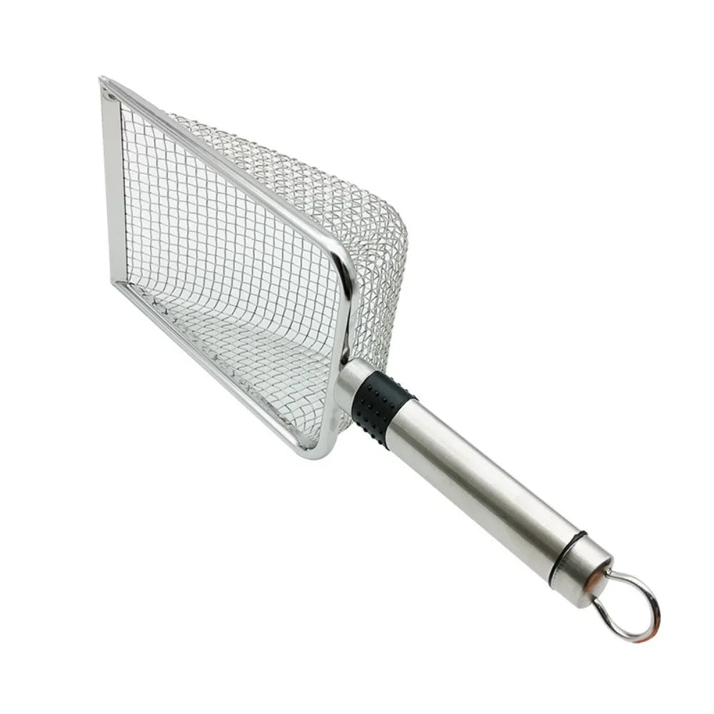 "Durable Metal Cat Litter Scoop - Stainless Steel Shovel with Fine Holes for Efficient Cleaning"