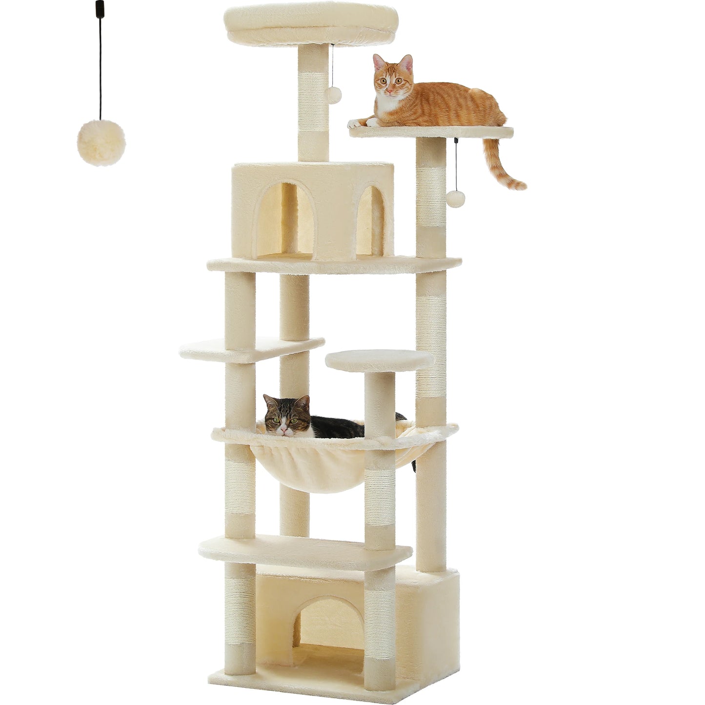 "Large Multi-Level Cat Tower – Cat Tree with Sisal Scratching Posts, Cozy Hammocks, and Spacious Condo Perch for Indoor Cats"