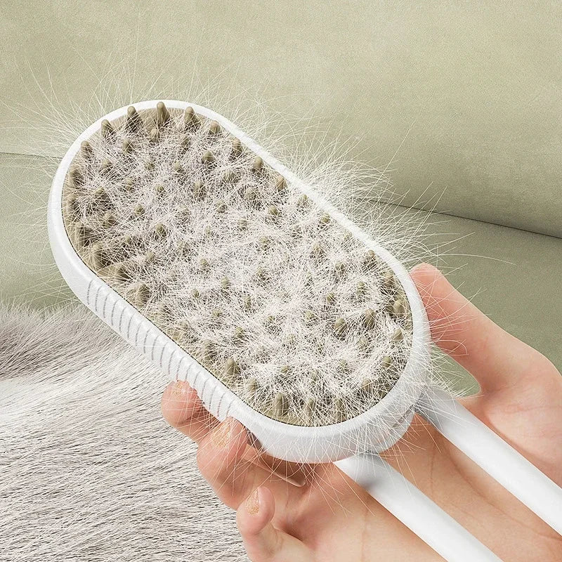 "3-in-1 Electric Pet Grooming Brush - Steam, Massage & Hair Removal"