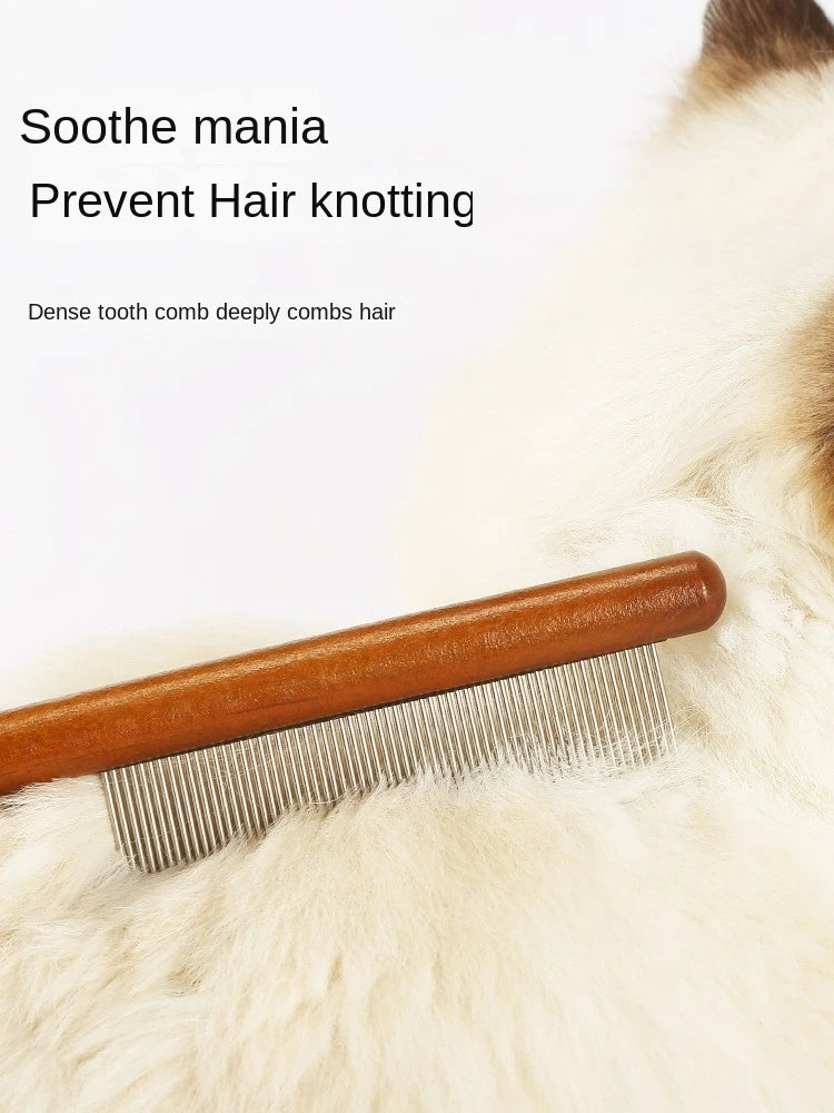 "Stainless Steel Cat Hair Remover Comb with Wooden Handle – Grooming Tool 3 Models for Cats & Dogs"