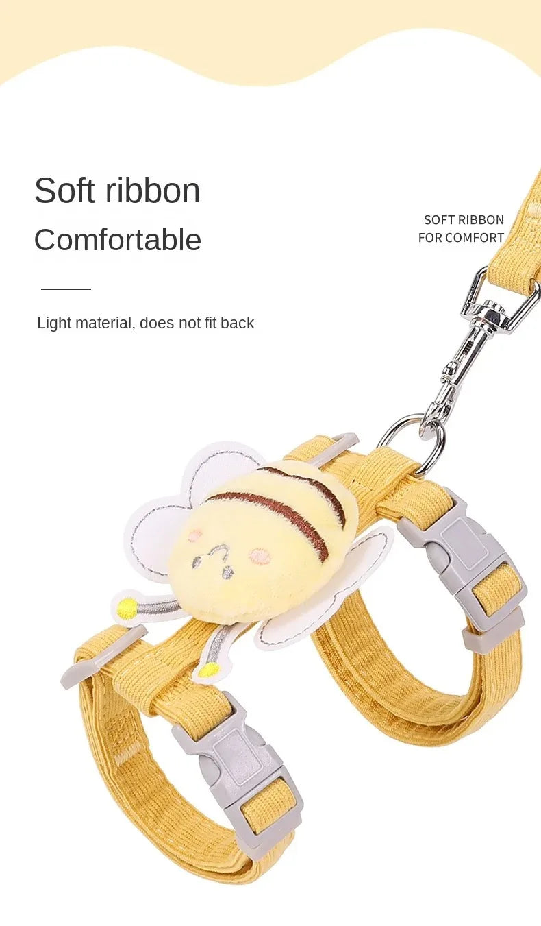 "Adorable Cartoon Bee Harness, Leash & Collar Set – unique for Small & Medium Pets"