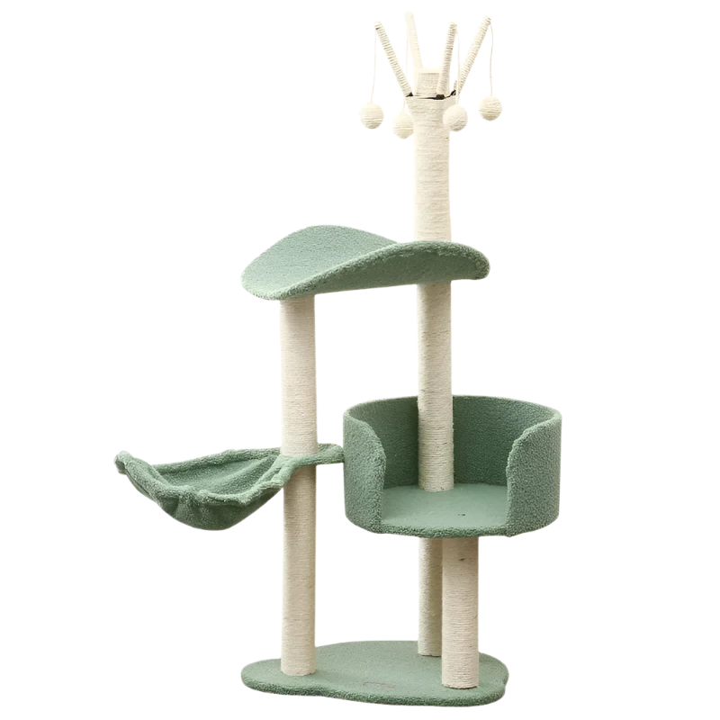 "Cat Climbing Tree with Hammock & Scratching Posts - Multi-Level Cat House for Play & Relaxation"