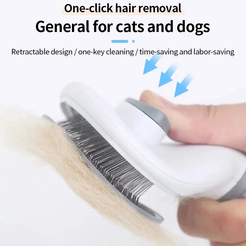 "Self-Cleaning Pet Hair Removal Comb - Cat Slicker Brush & Grooming Tool for Dogs"