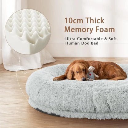 "Large Cozy Dog Bed with Pillow, Blanket & Thick Memory Foam, Washable Pet Bed for Adults and Dogs"