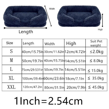 "Thickened Square Dog Bed - Plush Winter Pet Bed with Removable Pad"