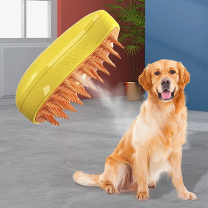 "3-in-1 Electric Pet Grooming Brush - Steam, Massage & Hair Removal"