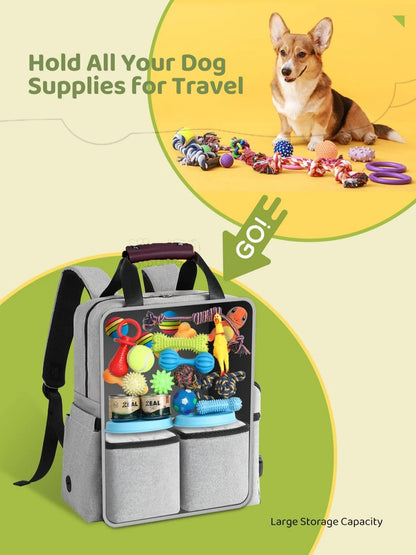 "Large Capacity Pet Backpack for Dogs & Cats – Food, Diaper Storage, Travel Tote with Water Bowl Containers"