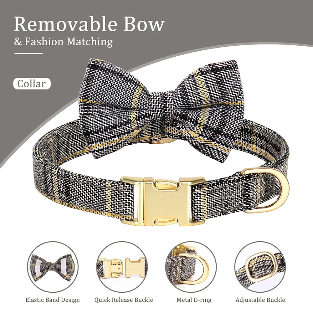 "Adjustable Bowknot Dog Harness and Collar Set with Leash - Comfortable Nylon Gear for Small and Medium Dogs"