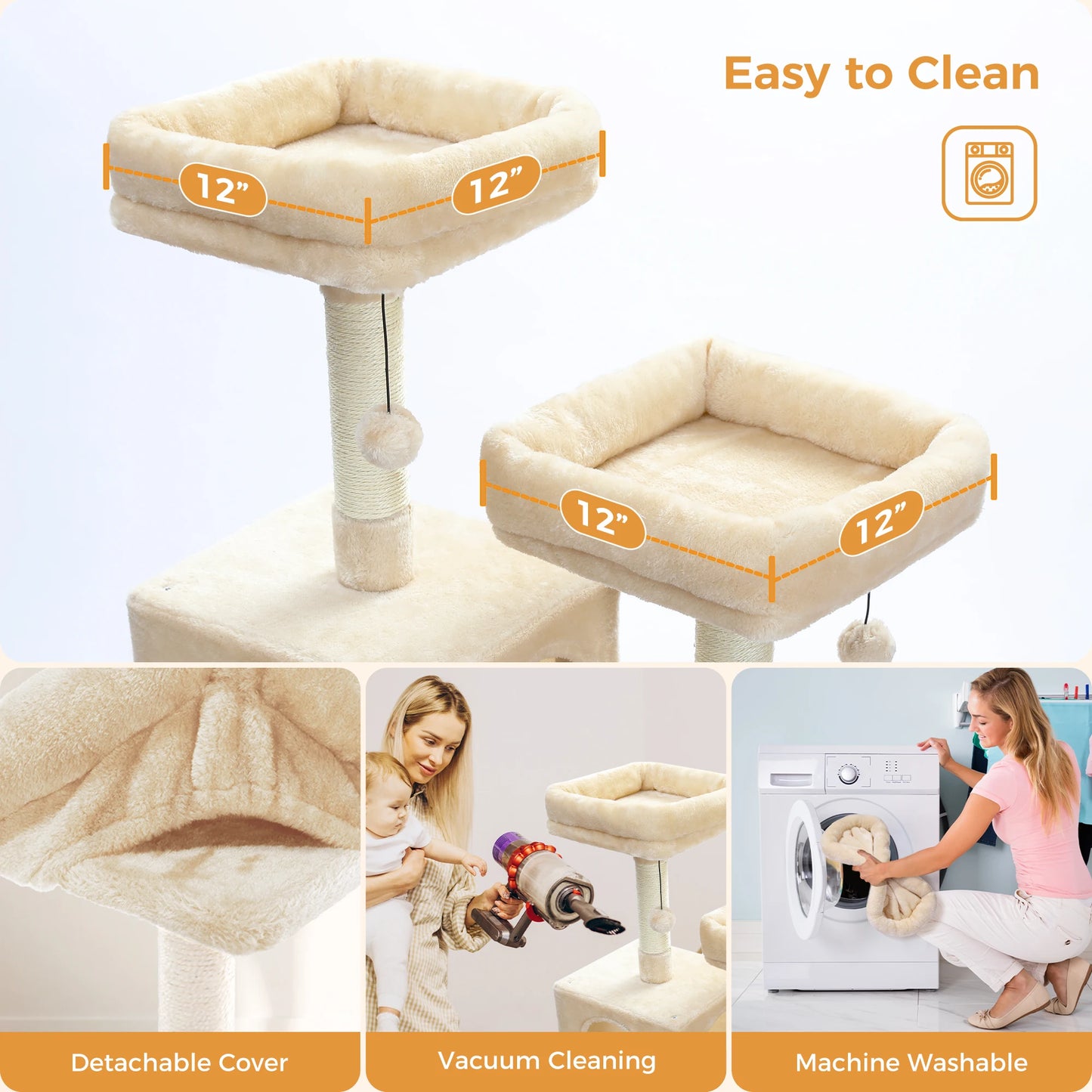 "Large Multi-Level Cat Tower – Cat Tree with Sisal Scratching Posts, Cozy Hammocks, and Spacious Condo Perch for Indoor Cats"