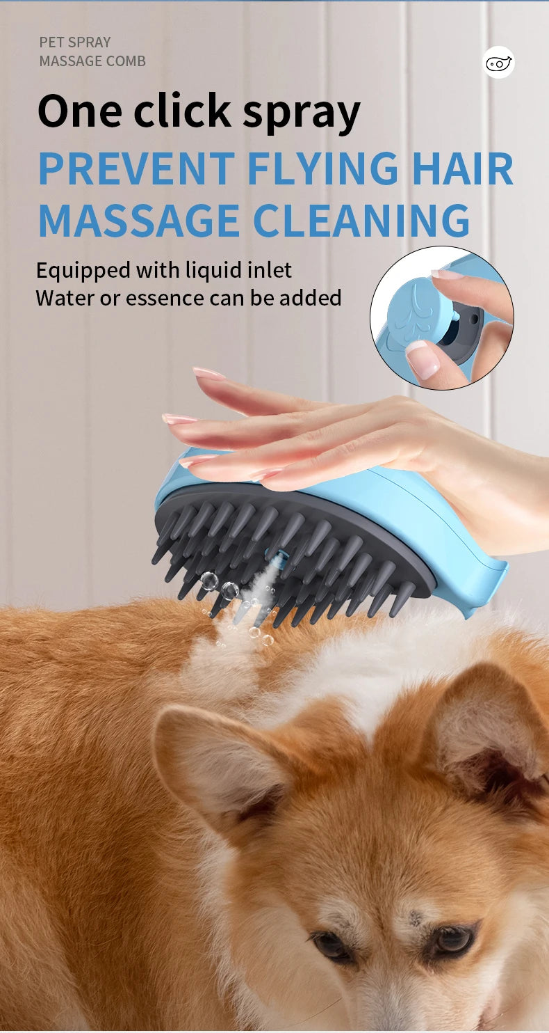 "3-in-1 Electric Pet Grooming Brush - Steam, Massage & Hair Removal"