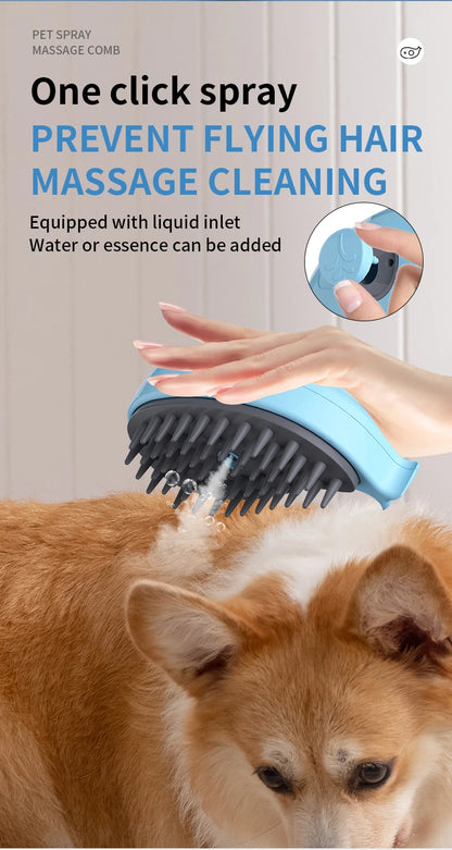 "3-in-1 Electric Pet Grooming Brush - Steam, Massage & Hair Removal"